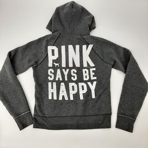 Vintage 2008 University of PINK Gray Bling Zip Up Hoodie